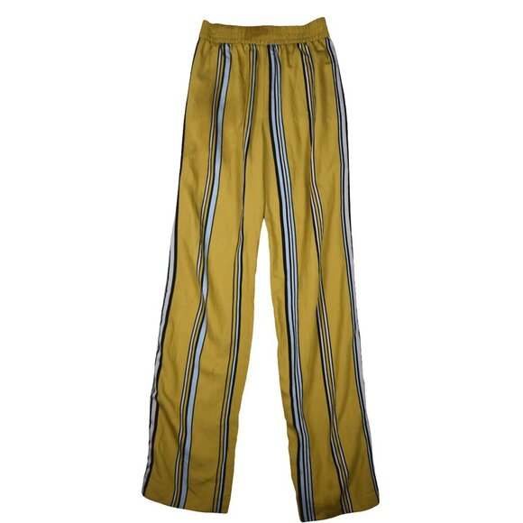 *Minor Flaws* Zara Woman Mustard Yellow Striped Wide-Leg Pants XS High Waist - Picture 2 of 11